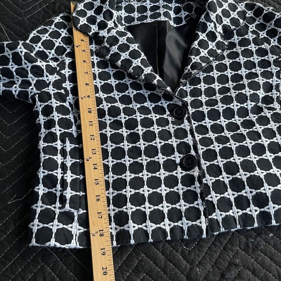 Speigel Blazer Womens Size 12 Black White Lined Career Jacket Button Up - Picture 9 of 9